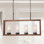 Luminaire suspendu linéaire en bois 4 lumières avec abat-jour en verre givré Farmhouse Modern