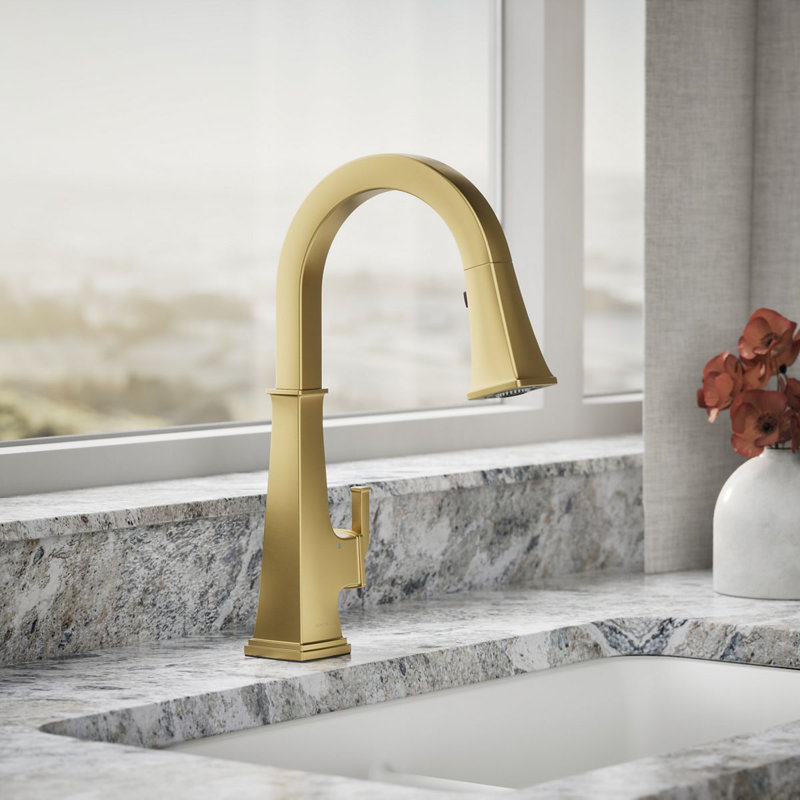 Riff Touchless Pull-Down Kitchen Sink Faucet, Moderne Brass
