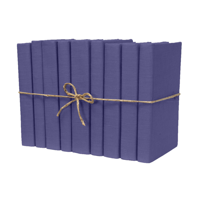 Decorative Books - Dark Very Peri Linen Wrapped Book Bundle - 1 Foot of Purple Books