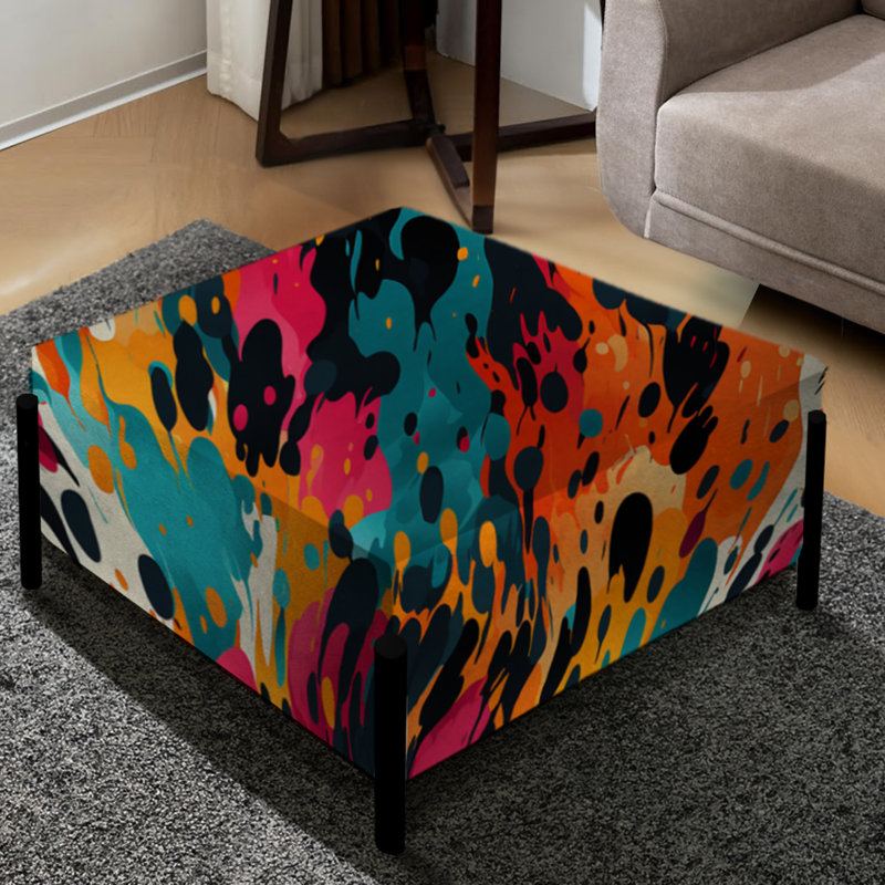 Captivating Neon Pattern - Abstract Large Square Ottoman