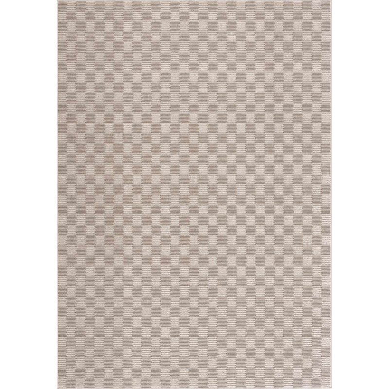 Kwan Machine Washable Modern Geometric Beige Area Rug, Runner 2'7" x 7'3"