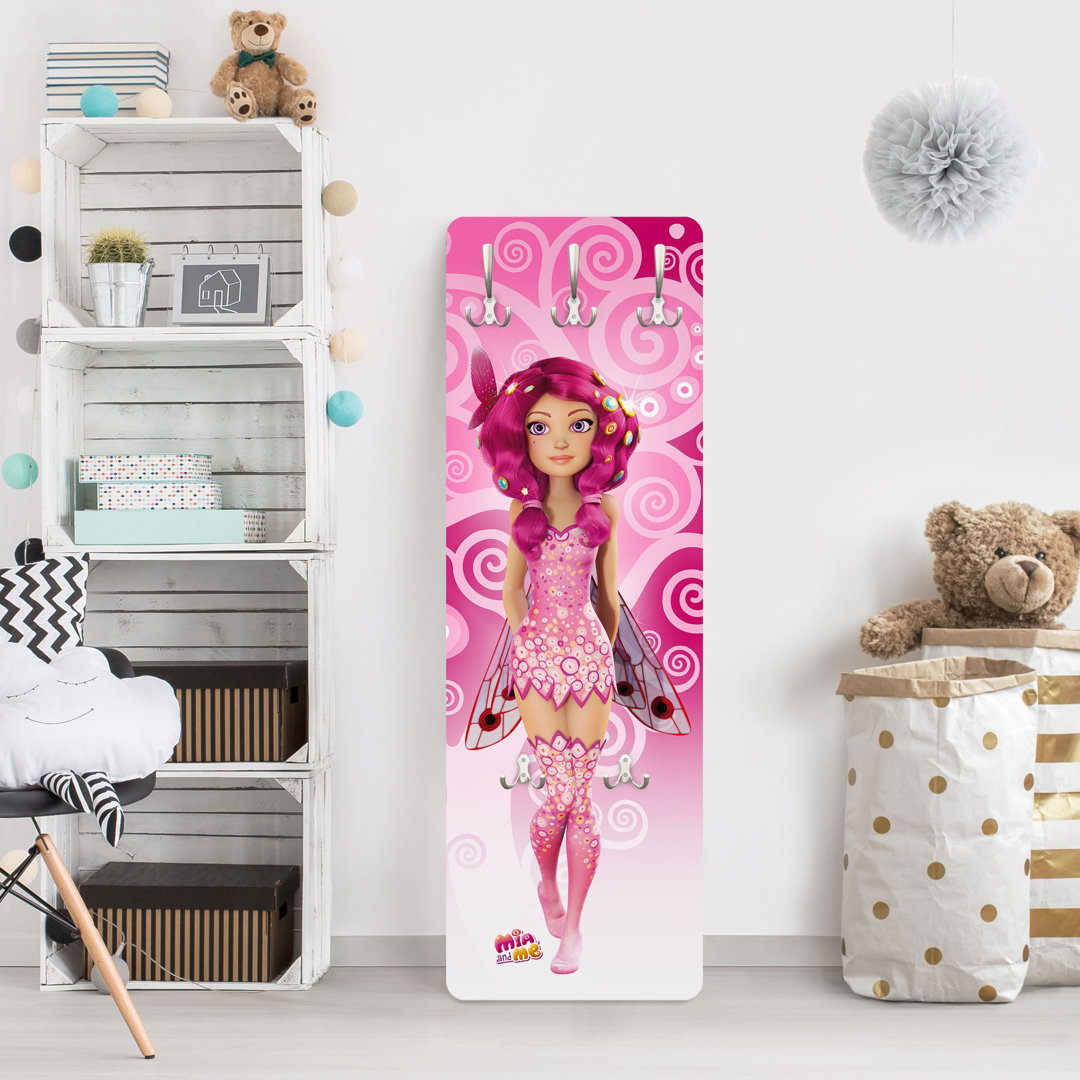 Parris 5 - Hook Wall Mounted Coat Rack in Pink