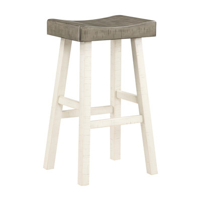 Tabourets de bar transitionnels, bois massif, 2 pièces, café blanc, tabouret de poids limite de 2,5 lb, meubles en bois d'hévéa et H 30,5 po, capacité de 250 lb