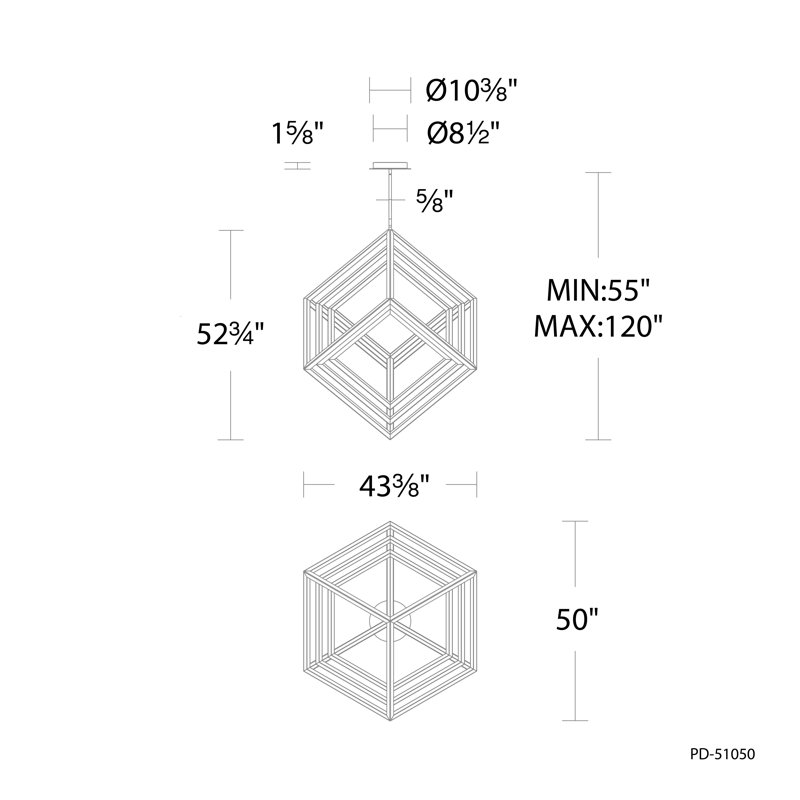 Nicolini 1 - Light LED Chandelier, 50" H x 50" W x 50" D