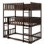 Lit simple superposé triple en bois d'hévéa, échelles, barrières de sécurité amovibles pour la taille de la chambre à coucher,