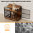 43" Furniture-Style Dog Crates for Large Dogs, Wood Dog Cage House with Wheels & 2 Bowls for  Indoor Outdoor-886345828