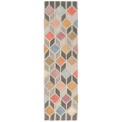 Rodeo Drive Hand Tufted Wool/Cotton Geometric Rug in Grey/Beige