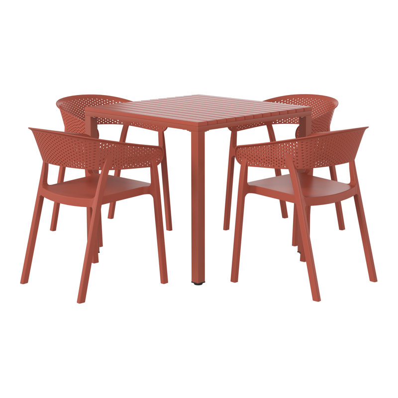 Ensemble repas carré pour 4 personnes, Red