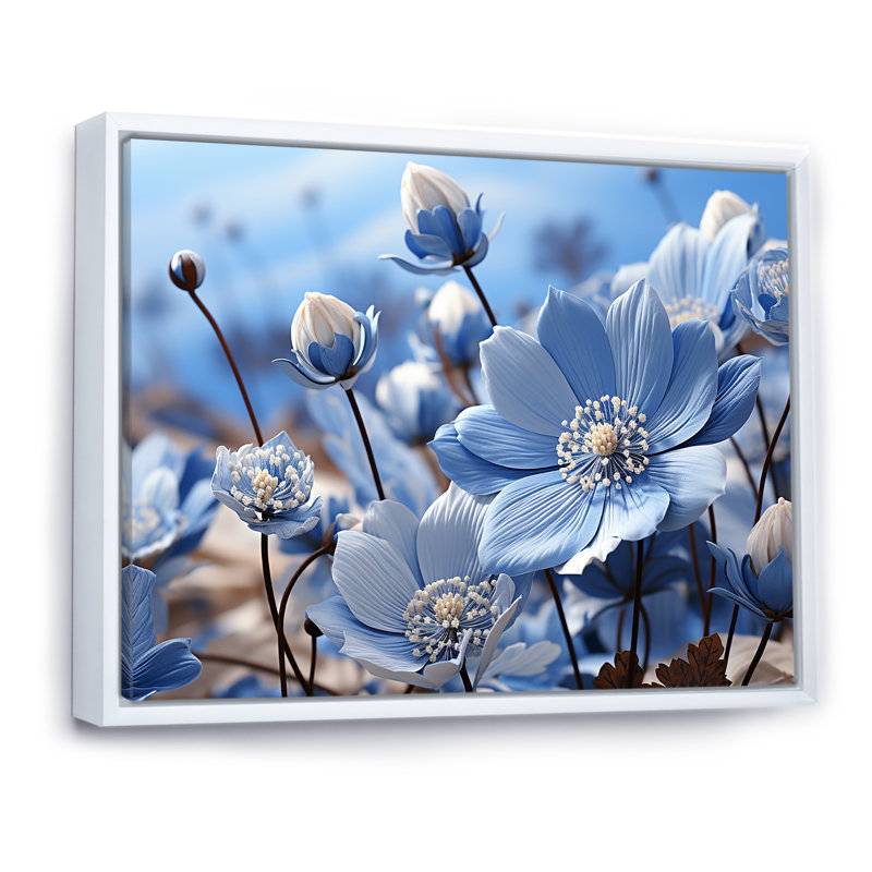 «Inviting Azure Flowers Field II», reproduction, H 30 po x l 40 po x P 0,5 po, Cadre flottant blanc