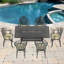 Ensemble de 7 pièces de mobilier de patio en aluminium coulé avec coussins, ensemble de salle à manger simple et tendance
