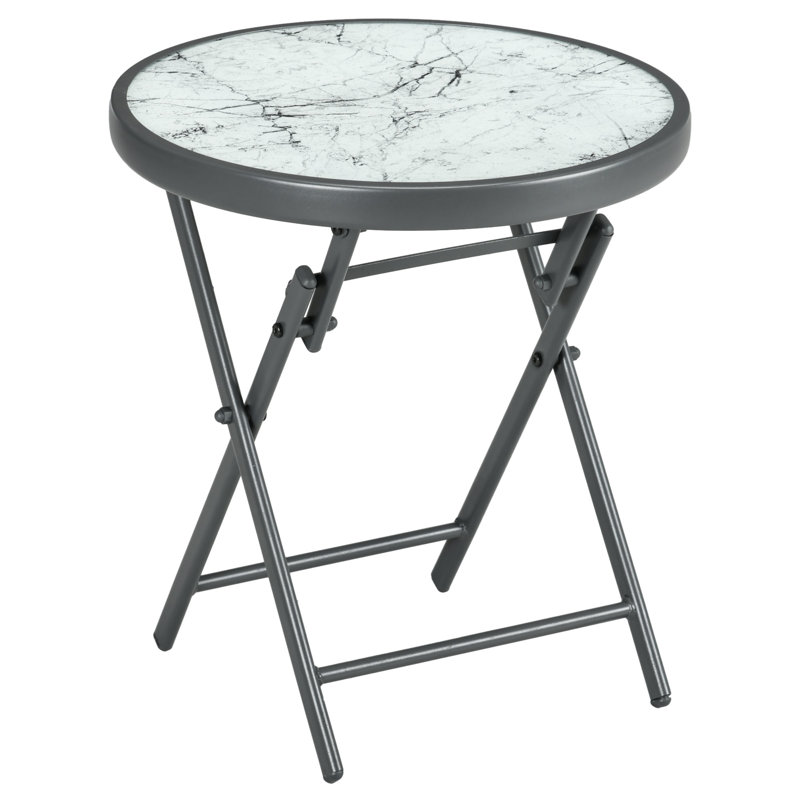 Natyra Φ45cm Garden Side Table Small Round Outdoor, White Marble