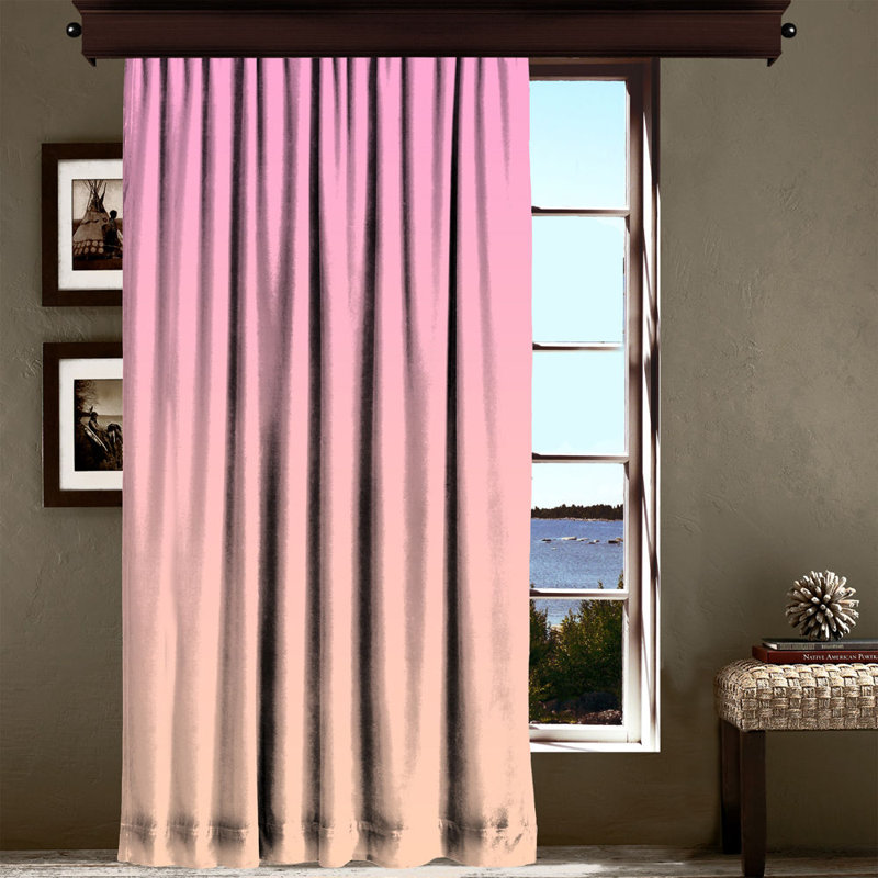 Rideau en polyester Asmah, Rose clair, L 55 po x L 118 po