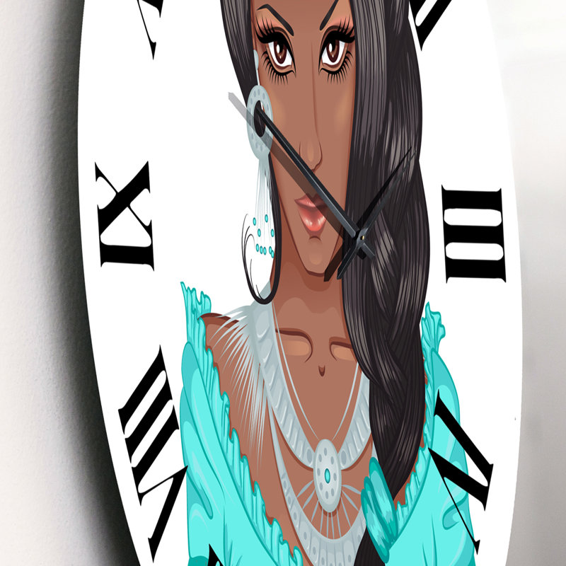 Portrait d'une femme afro-américaine - horloge murale moderne, Moyen