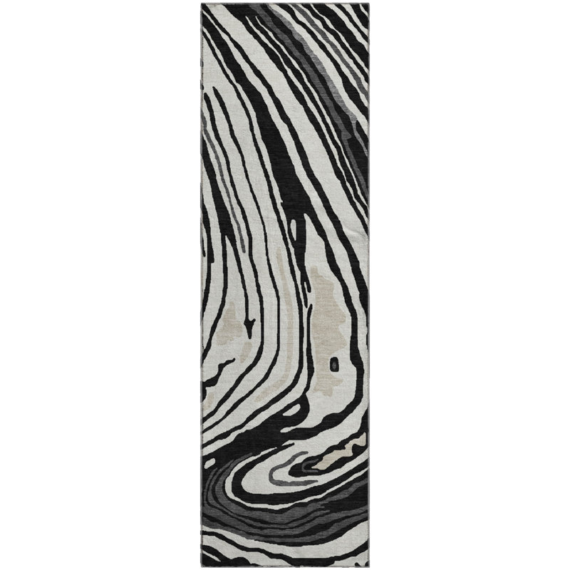 Premium Machine Washable Cossette AMF1051 Swirls Rug, Runner 2'3" x 7'6"