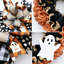 Couronne de campagne fantôme 15,7 pouces en toile de jute avec nœud BOO écossais, décoration murale d'Halloween porte d'entrée rustique