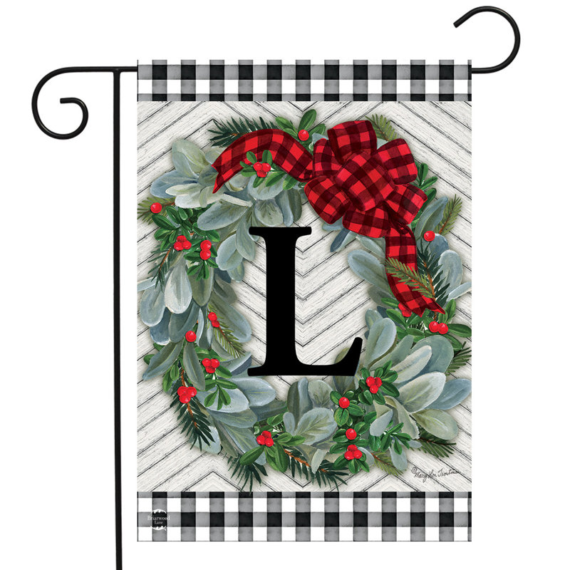 Hiver, couronne, monogramme, lettre L, drapeau du jardin