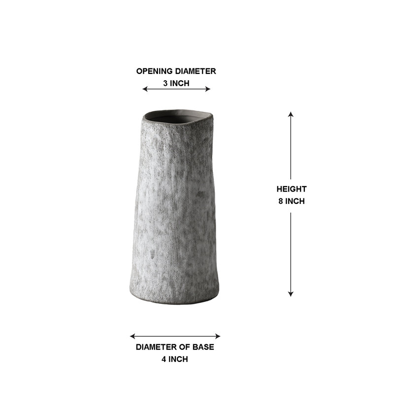  Stone Textured Gray Ceramic Vase, Modern Minimalist Tapered Flower Vase, Decorative Vases For Table, Shelf, Or Mantel Décor, 4" Diameter & 8" Tall, Pack Of 12