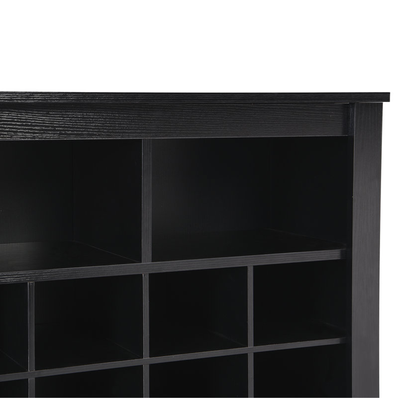 Console élégante à 24 casiers, armoire à chaussures moderne avec base incurvée, buffet polyvalent de haute qualité pour le couloir, la chambre à coucher, le salon, noir