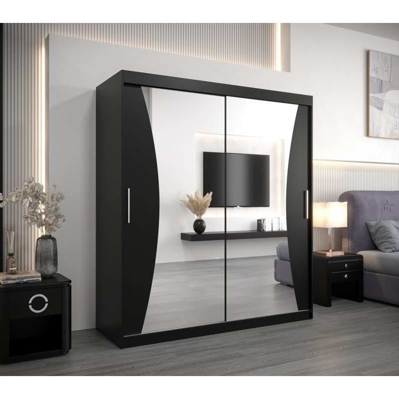 Avelle 2 Door Manufactured Wood Wardrobe, Matte Black