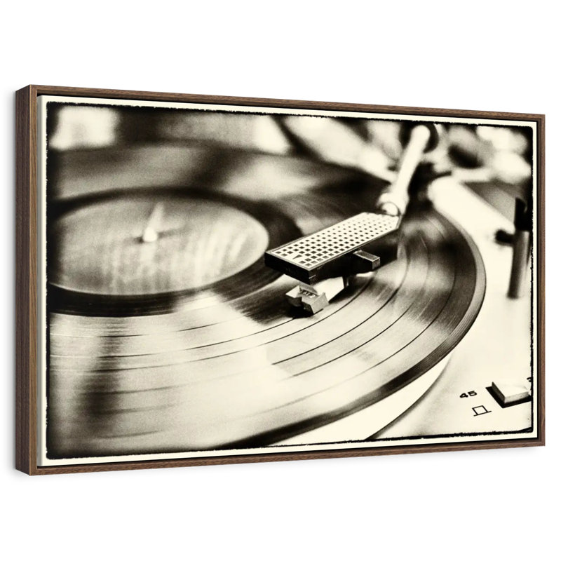 Bordure de tourne-disque, 46 po x 31 po, Cadre flottant noyer