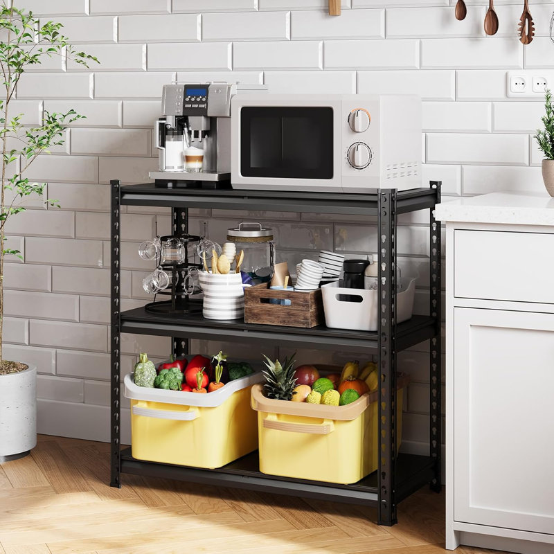 3850 LBS Steel Garage Shelving Unit, Adjustable Industrial Rack, Matte Black Metal Standing Utility Shelf for Warehouse, Pantry, Basement, Kitchen, Workshop