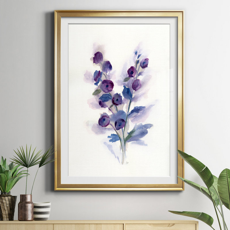 «Pretty in Purple I», reproduction d'art sur papier encadré, Papier doré, H 26,5 po x l 36,5 po x P 1,5 po