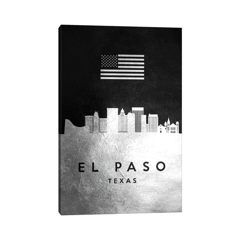 El Paso Texas Silver Skyline by Adrian Baldovino - Wrapped Canvas Print, 66.04 cm H x 45.72 cm W x 3.175 cm D