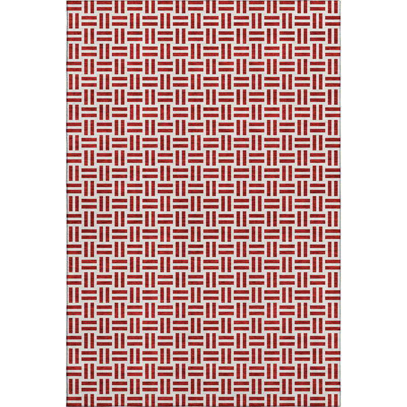Premium Machine Washable Prisco Red Rug, Rectangle 9' x 12'