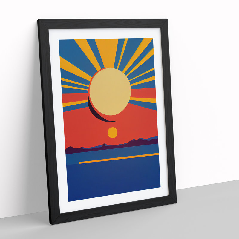 Majestic Abstract Sunset - Framed Print, 34cm H x 25cm W x 2cm D, Black