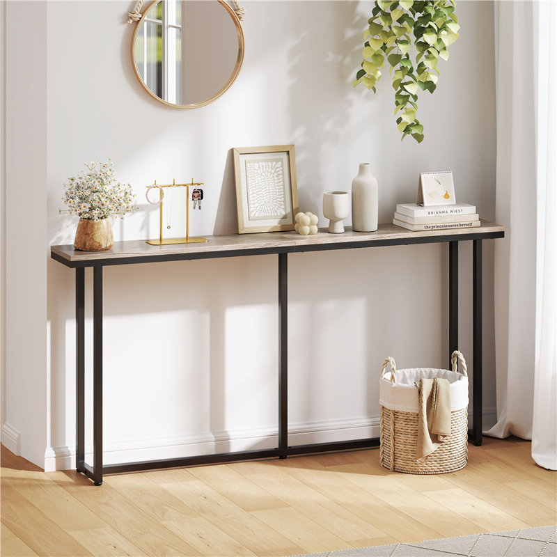 Console moderne à rallonge pour hall d'entrée, H 32 po x l 71 po x P 8 po, Gris