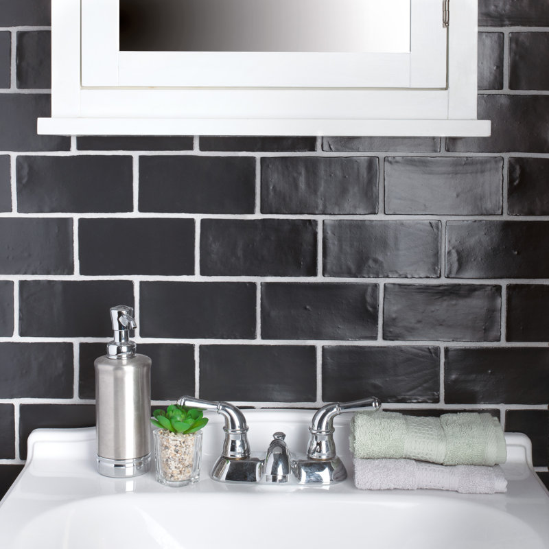 Chester Series 3" x 6" Ceramic Subway Tile in Black