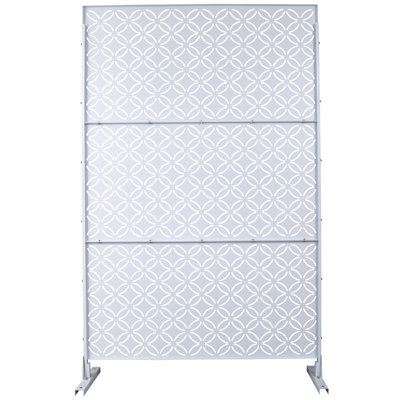 Metal Privacy Screen 76" H48" W - White Ps107 Freestanding For Balcony, Patio, Lawn Fade Protecting Fence Rust & Partition