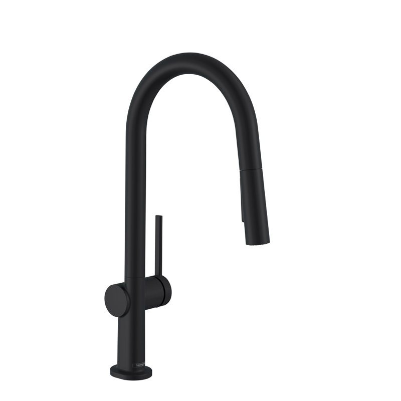 Robinet de cuisine hansgrohe Talis N HighArc, à 2 jets rétractables de style A avec sBox, 1,75 gal / min, Noir mat