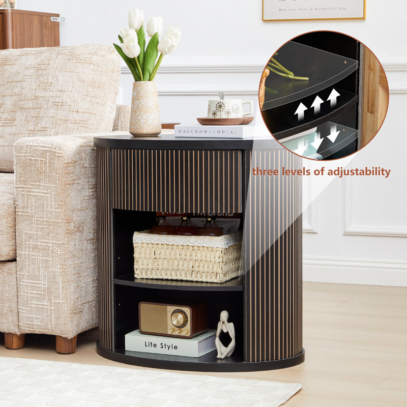 Table de bout avec rangement, Noir