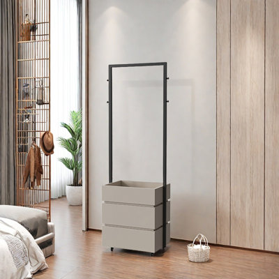 Durable Wooden Coat Rack with Noise-Free Drawers