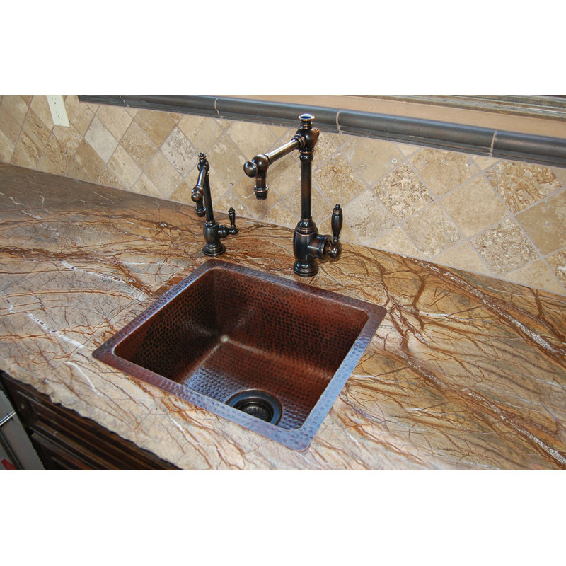 16" Gourmet Rectangular Hammered Copper Bar/Prep Sink