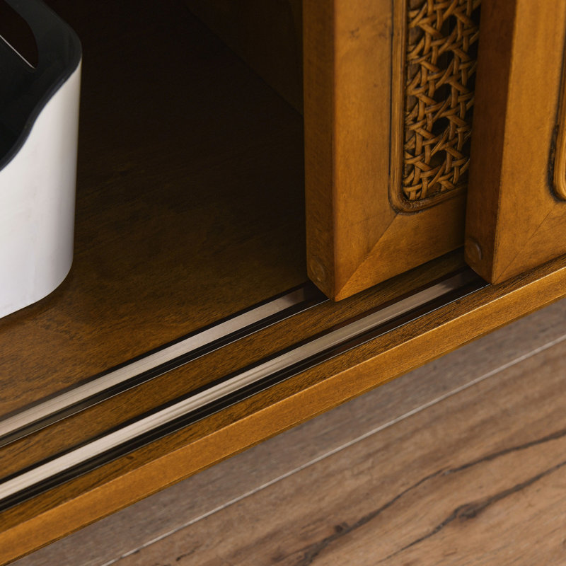 Mid Century Modern Rattan TV Stand For 65 Inch TV, Entertainment Cabinet, Media Console For Living Room Bedroom Media Room, Solid Wood Feet & Rattan Cabinet Doors