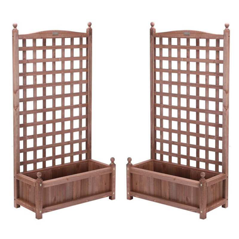  Howes Outdoor Wood Planter Raised Bed With Trellis(2-Pack)