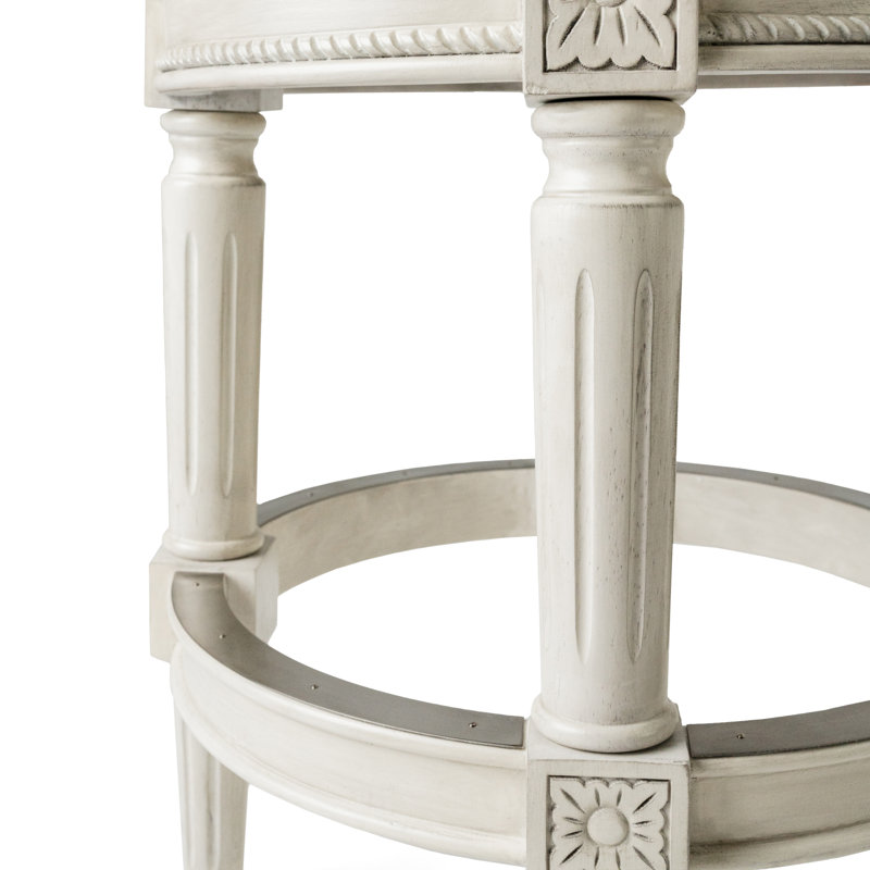 Maven Lane Pullman Backless Stool with Fabric Upholstery, Counter Stool (26" Seat Height), White Oak
