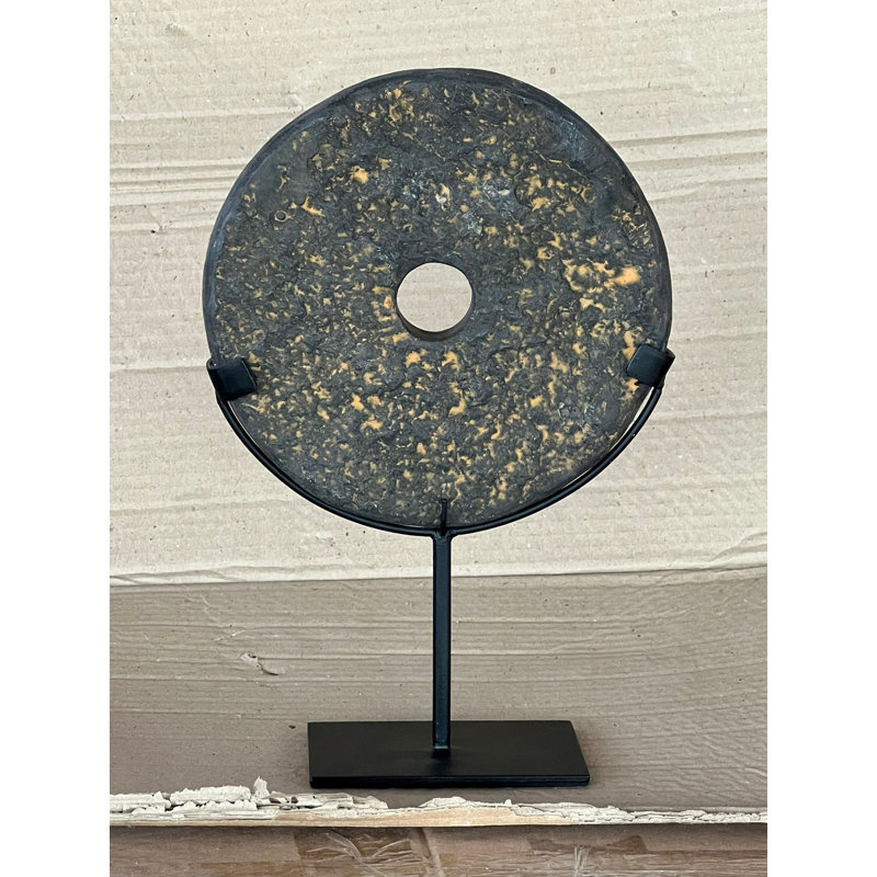 Approx. 18" High Lava Stone Disk with Iron Stand