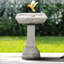 Bains d'oiseaux | Bain d'oiseaux d'extérieur carré moderne en béton 22,8 po de hauteur | Ciment béton | Piédestal à un niveau Birdbath