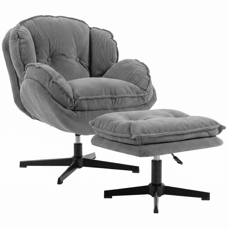 Upholstered Chenille Swivel Armchair, Grey