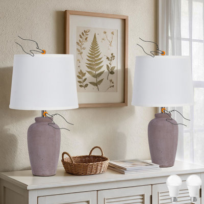 23.8"Ceramic Table Lamp Touch Control Bedside Lamp Set of 2
