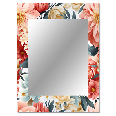 Cuscute Antique Pastels Boho Accents - Floral Mirror, Cottage Unique Wall Mirror, Printed Metal Art