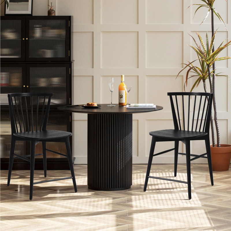 Arka 19'' H Solid Wood Side Chair, Black