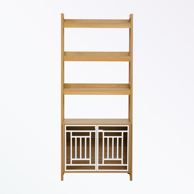 Cage pour chien avec deux portes et tablettes de rangement ouvertes