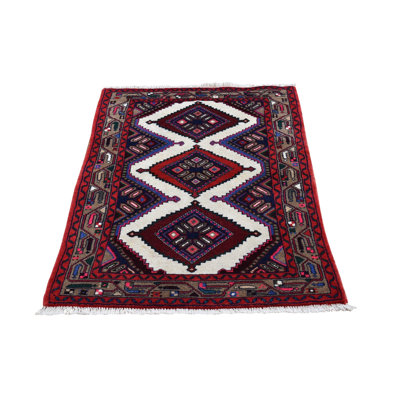 Tapis oriental noué à la main ivoire 2 pi 8 po x 4 pi 1 po en laine pure à motif de médaillons Hamadan 5D73471E3FF143A69A05CB5EFEF44BD