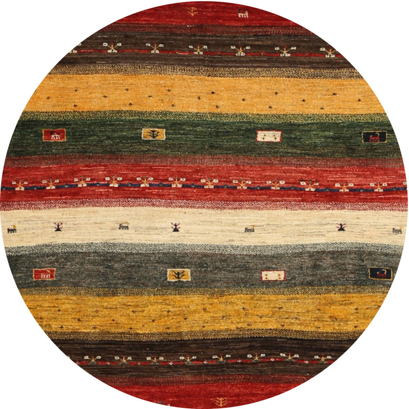 Tapis beige/brun/gris contemporain, Rond 4 pi