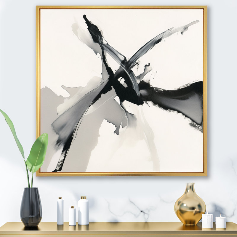 Abstract Neutral VI On Canvas Print, Gold Floater Framed, 32" H x 24" W x 1" D