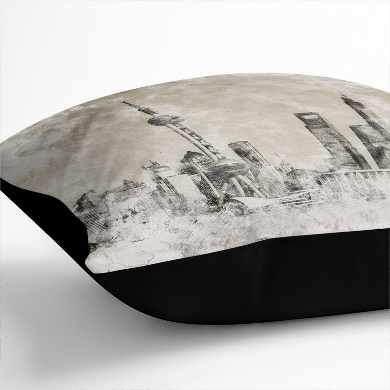 Square Cushion, Black, 55cm H x 55cm W x 20cm D